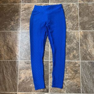 Leggings Womens Blue Honeycomb Shaping Full Length Ruch Booty Lift Size S-M